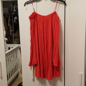 Red boho bell sleeved dress